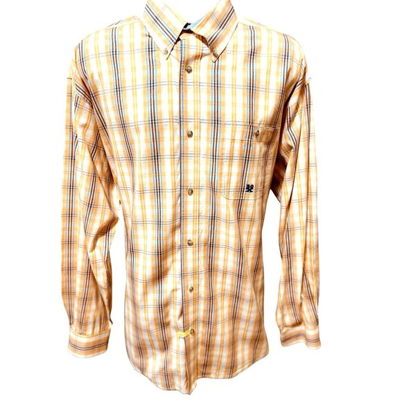 Wrangler 20X Shirt Mens XXL Orange Plaid Button Down Competition Rodeo Western - Picture 1 of 14